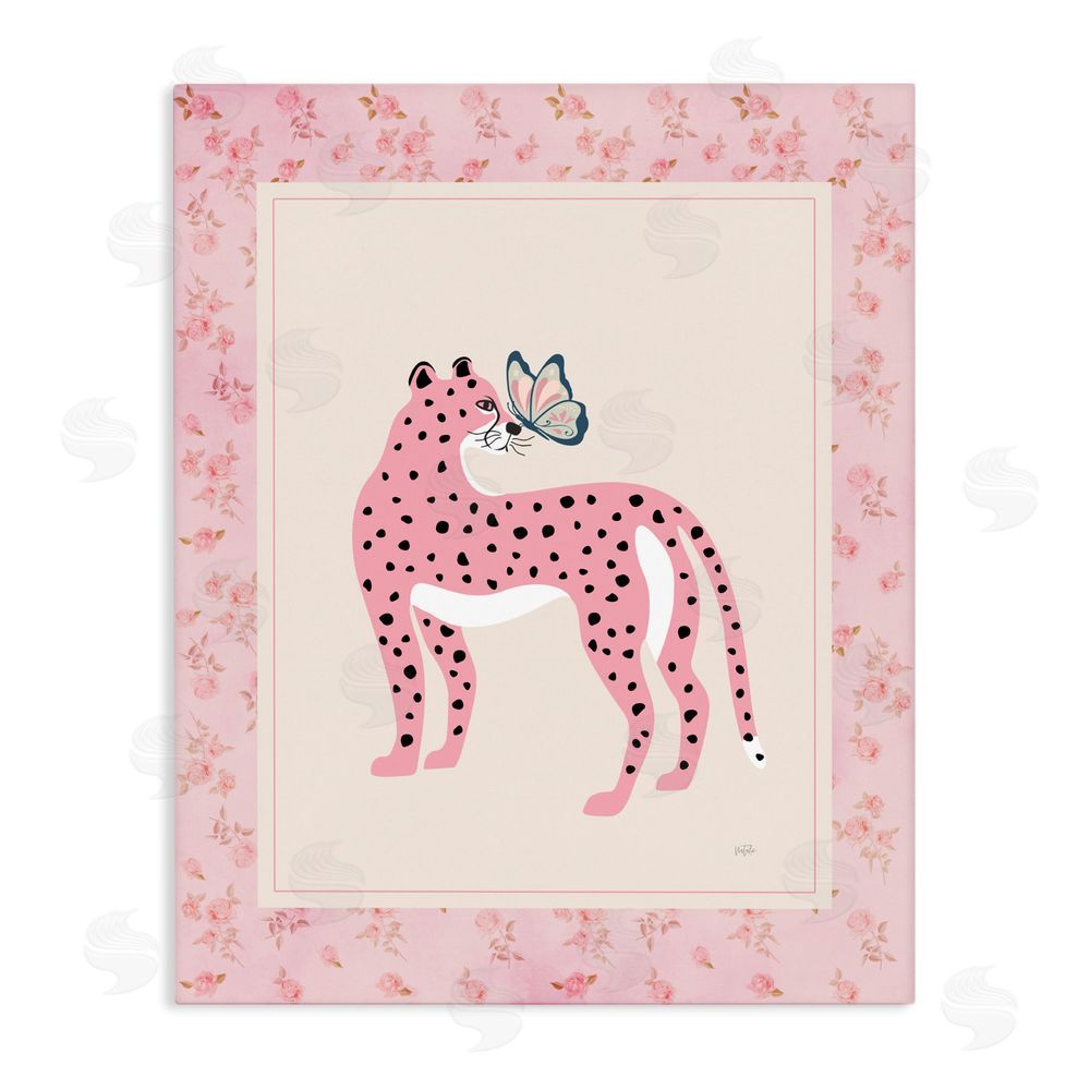 Natalie Carpentieri Cheetah & Butterfly Friendship Stretched Canvas Wall Art Print