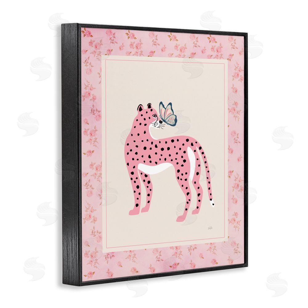 Natalie Carpentieri Cheetah & Butterfly Friendship Black Framed Giclee Wall Art Print