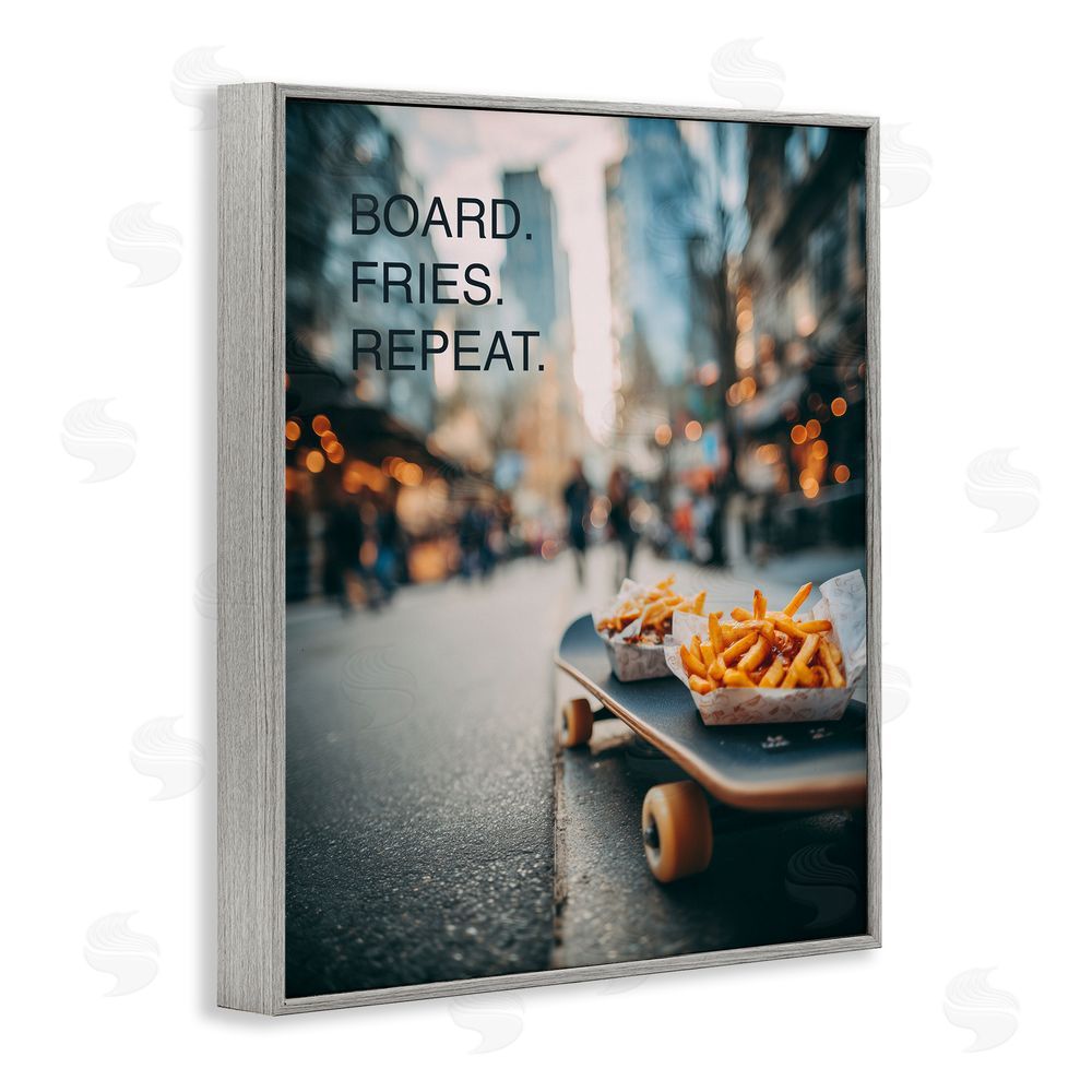 A Barefoot Stylist Board Fries Repeat Gray Framed Giclee Wall Art Print
