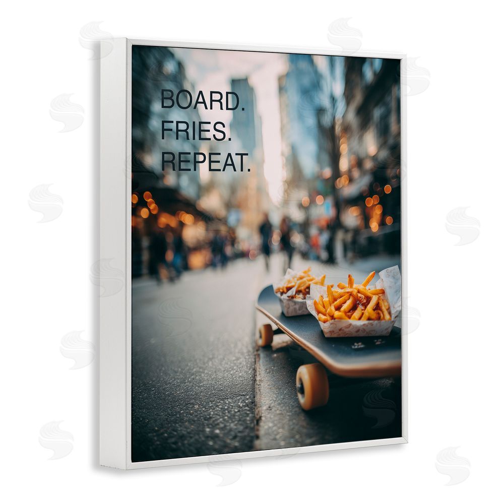 A Barefoot Stylist Board Fries Repeat White Framed Giclee Wall Art Print