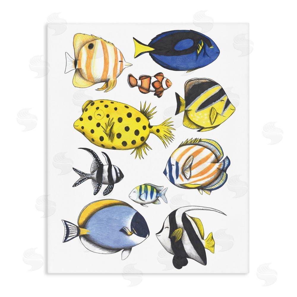 Cecilia Battaini Aquatic Fishes Collection Stretched Canvas Wall Art Print
