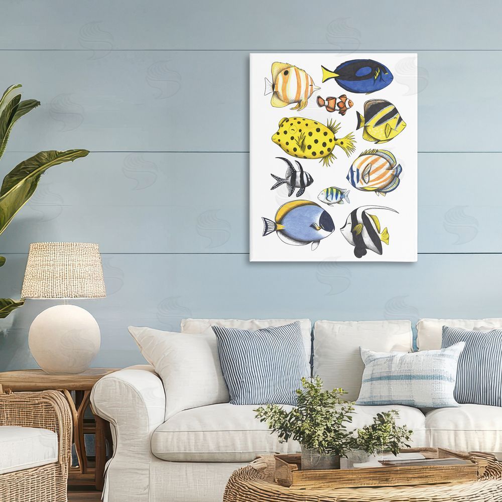Cecilia Battaini Aquatic Fishes Collection Stretched Canvas Wall Art Print in Room