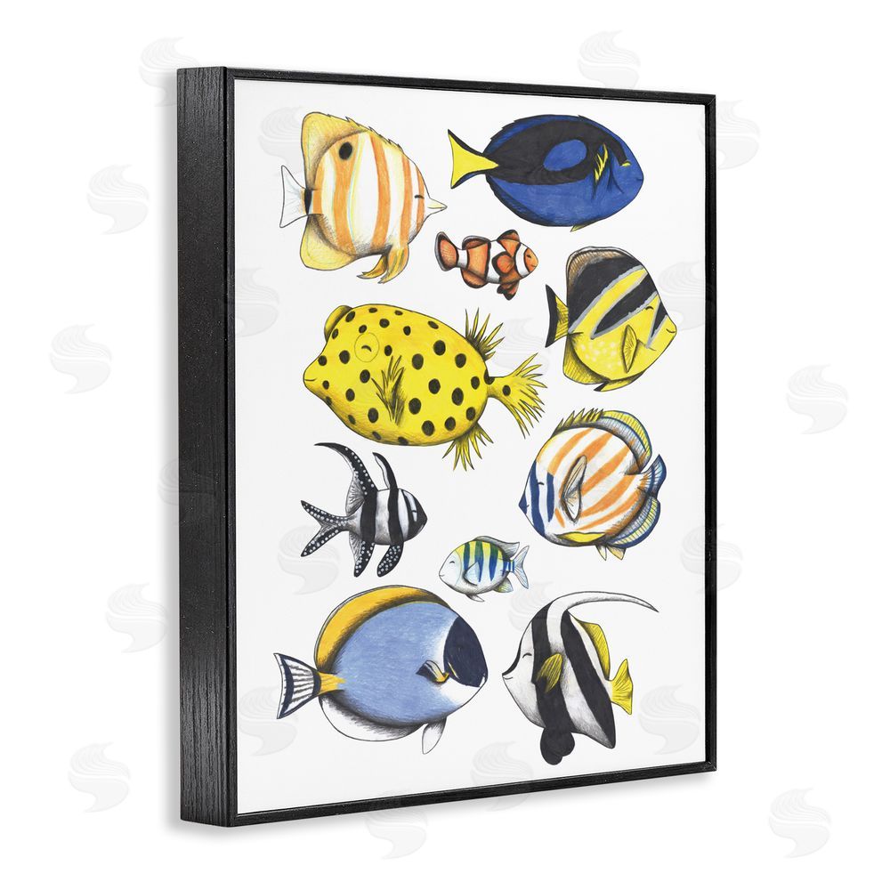Cecilia Battaini Aquatic Fishes Collection Black Framed Giclee Wall Art Print