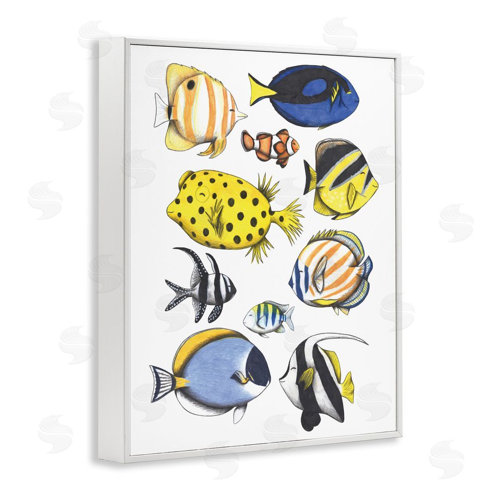 Cecilia Battaini Aquatic Fishes Collection White Framed Giclee Wall Art Print