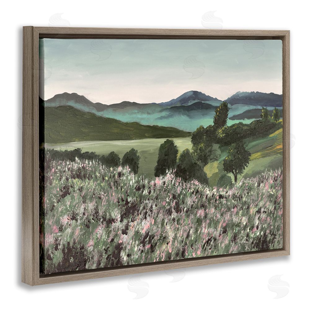 Lee Ann Zirbes Windblown Meadow Blooms Brown Floating Framed Canvas Wall Art Print