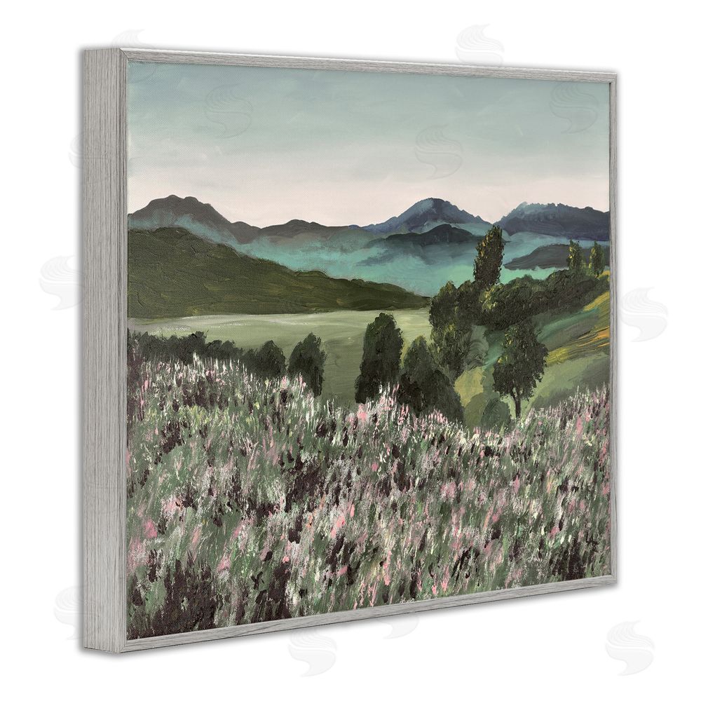 Lee Ann Zirbes Windblown Meadow Blooms Gray Framed Giclee Wall Art Print