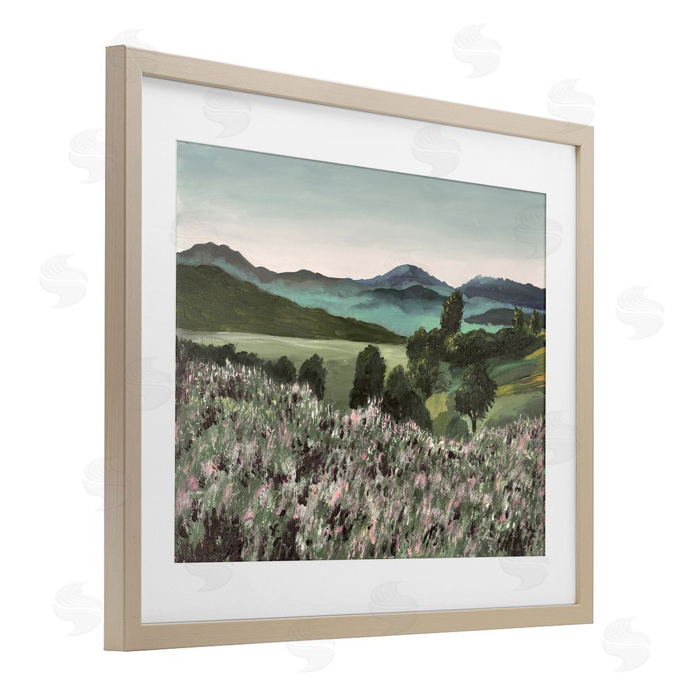 Lee Ann Zirbes Windblown Meadow Blooms Brown Framed Print Under Glass with White Mat Wall Art