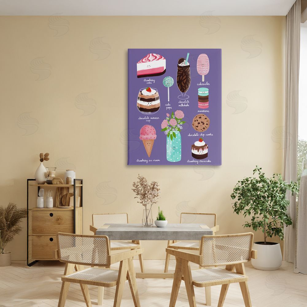 Metka Hiti Decadent Desserts & Flowers Stretched Canvas Wall Art in Room