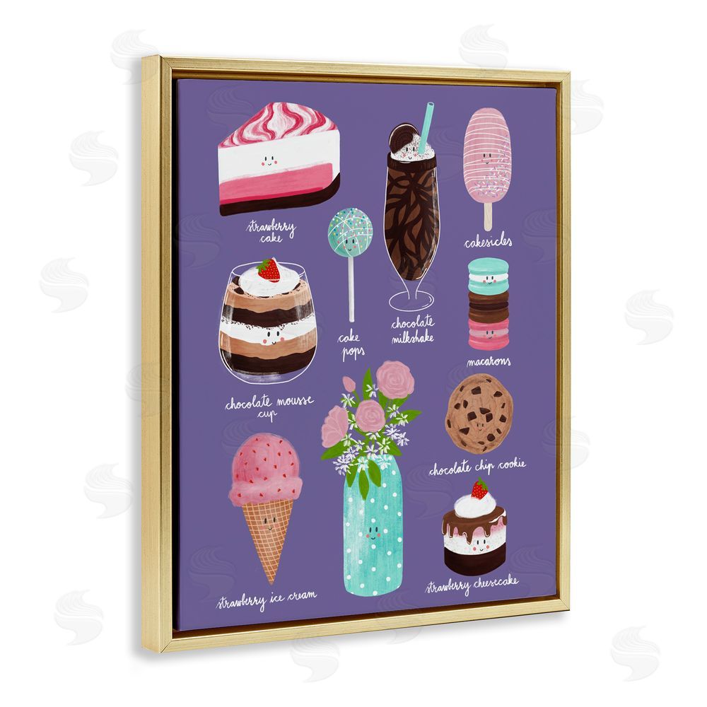 Metka Hiti Decadent Desserts & Flowers Gold Floating Frame Canvas Wall Art Print