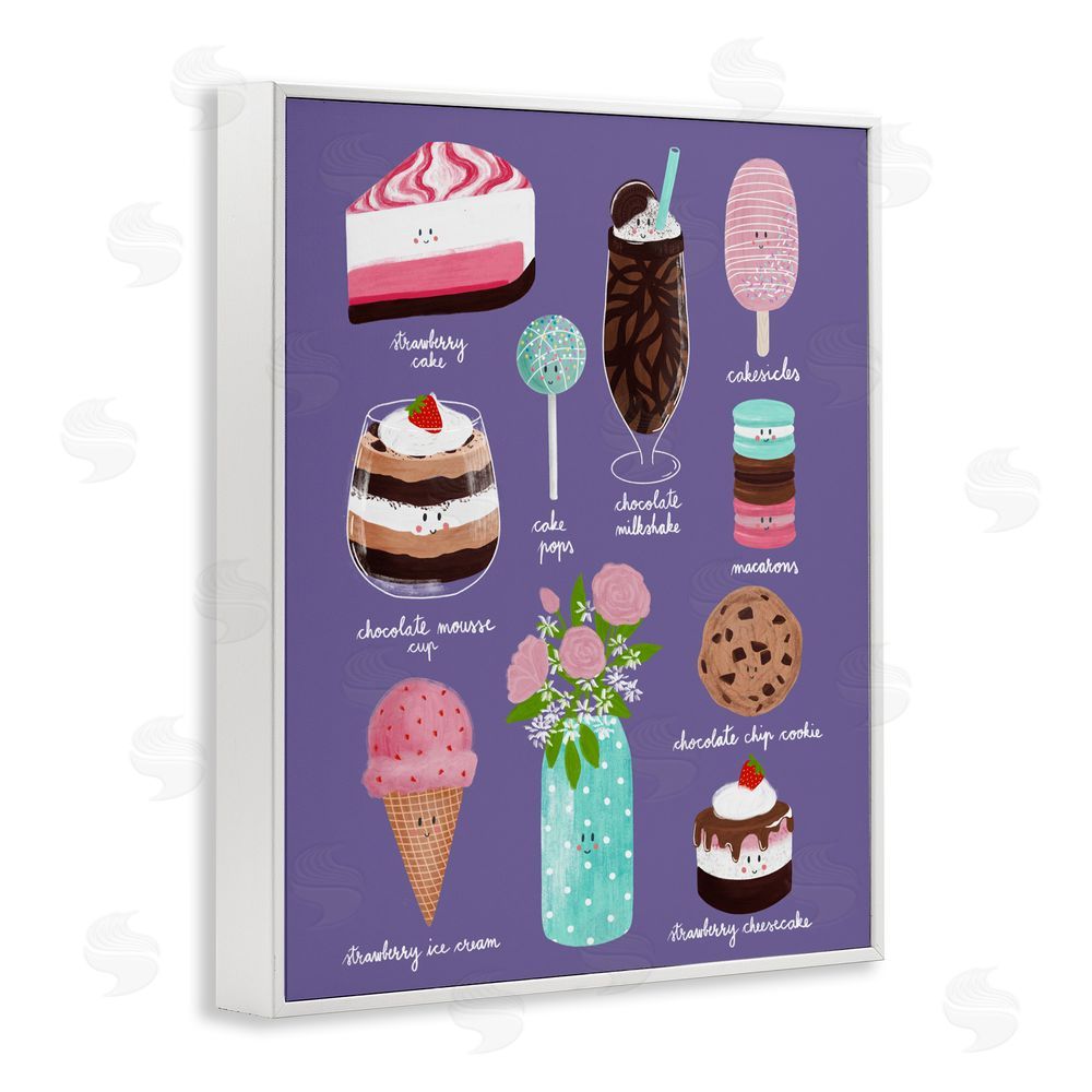 Metka Hiti Decadent Desserts & Flowers White Framed Giclee Wall Art Print