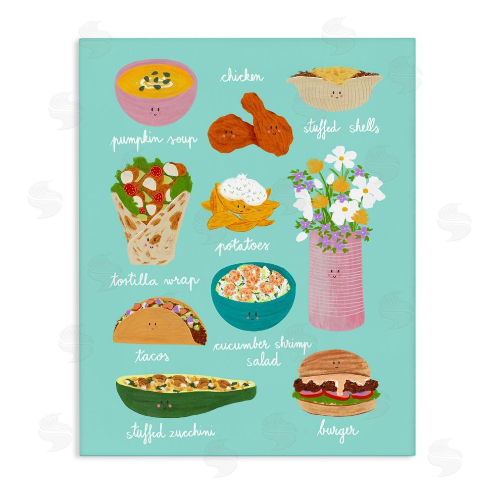 Metka Hiti Gourmet Lunch Food Collection Stretched Canvas Wall Art