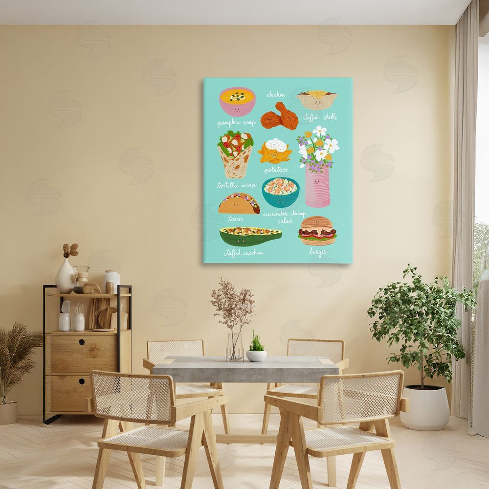 Metka Hiti Gourmet Lunch Food Collection Stretched Canvas Wall Art in Room