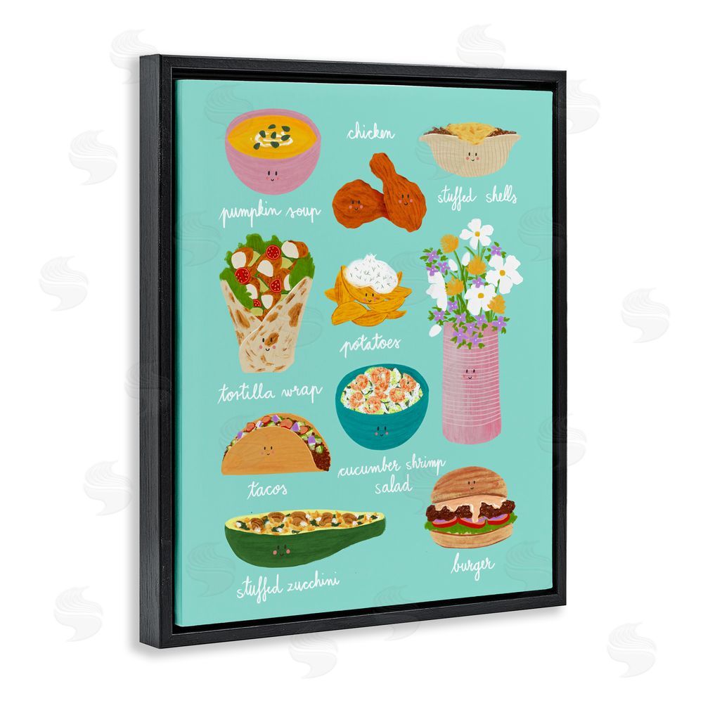 Metka Hiti Gourmet Lunch Food Collection Black Floating Framed Canvas Wall Art