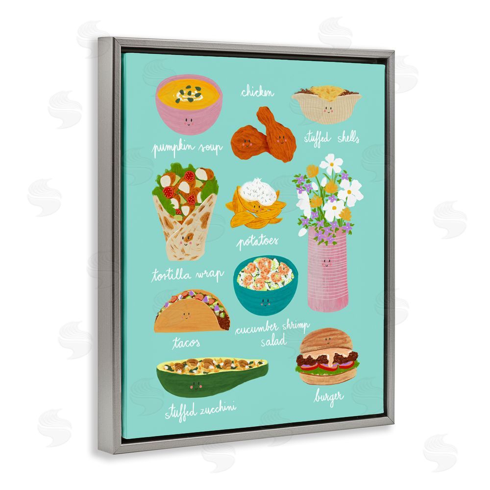 Metka Hiti Gourmet Lunch Food Collection Gray Floating Framed Canvas Wall Art