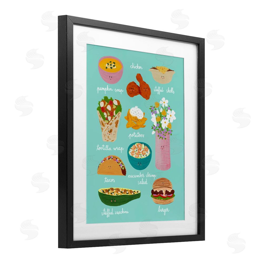 Metka Hiti Gourmet Lunch Food Collection Black Framed Print Under Glass Wall Art