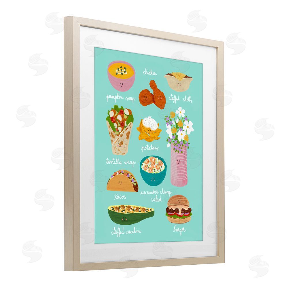 Metka Hiti Gourmet Lunch Food Collection Brown Framed Print Under Glass Wall Art