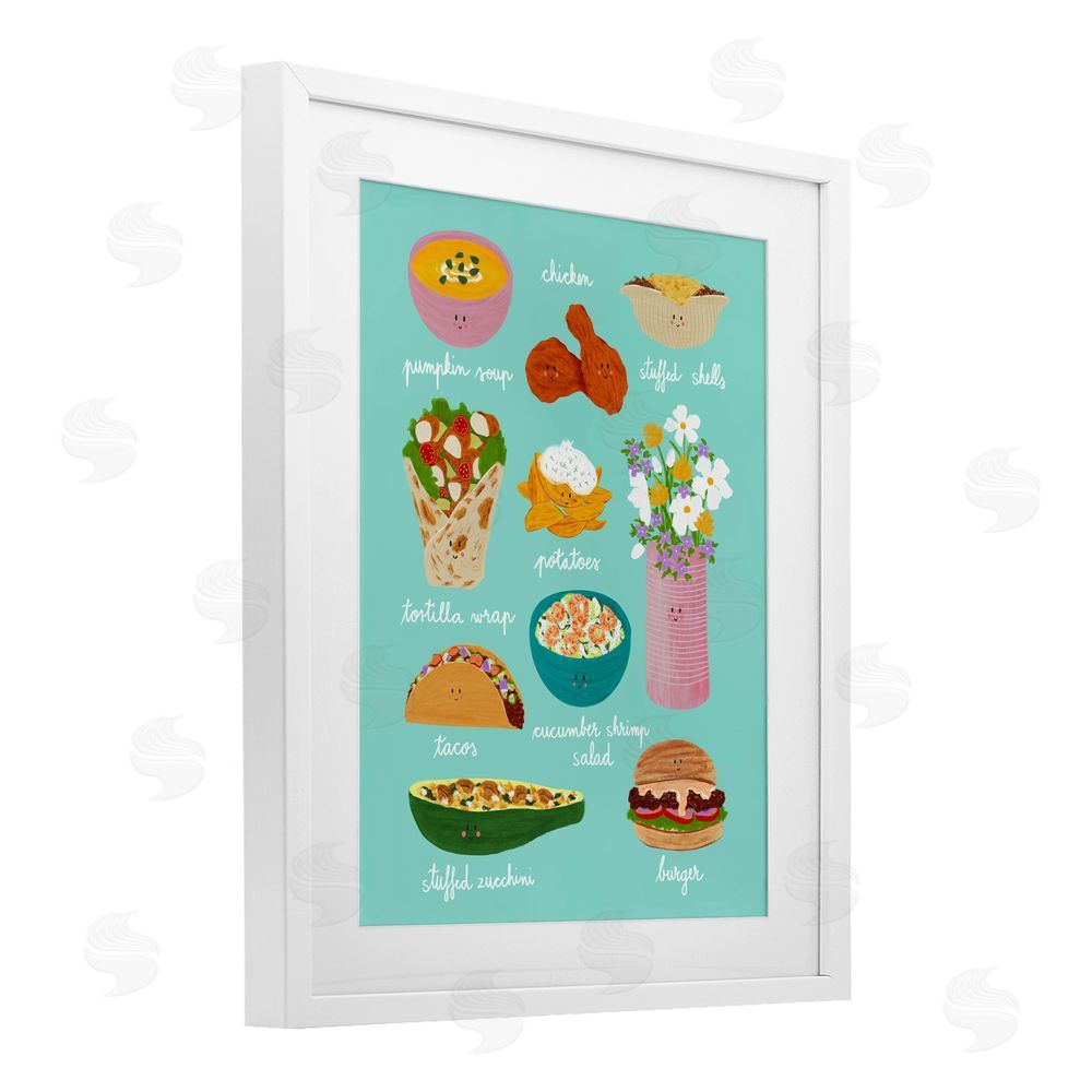 Metka Hiti Gourmet Lunch Food Collection White Framed Print Under Glass Wall Art
