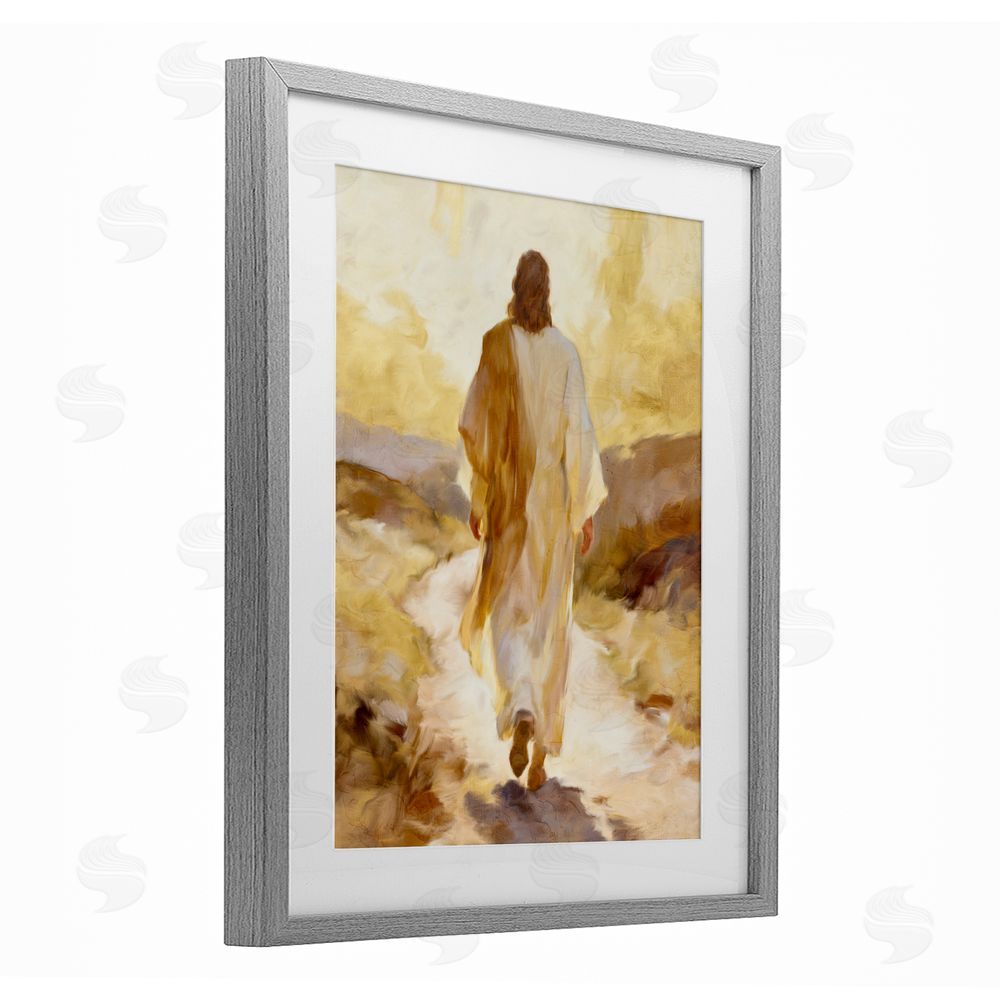 Kim Allen Walk By Faith Sunset Gray Framed Print Under Glass with White Mat Wall Art