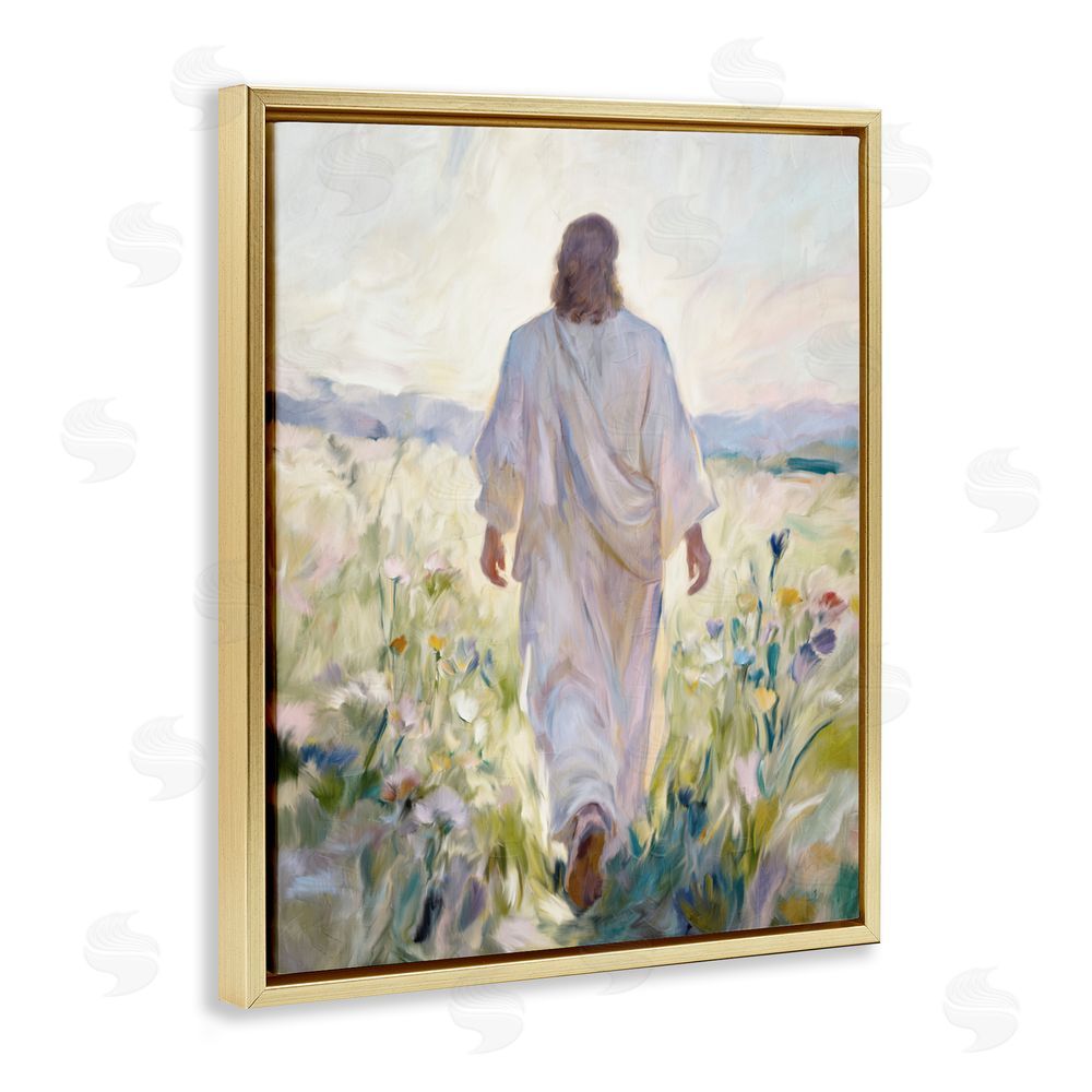 Kim Allen Wildflower Faithful Follower Gold Floating Framed Canvas Wall Art Print