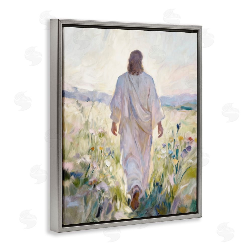 Kim Allen Wildflower Faithful Follower Gray Floating Framed Canvas Wall Art Print