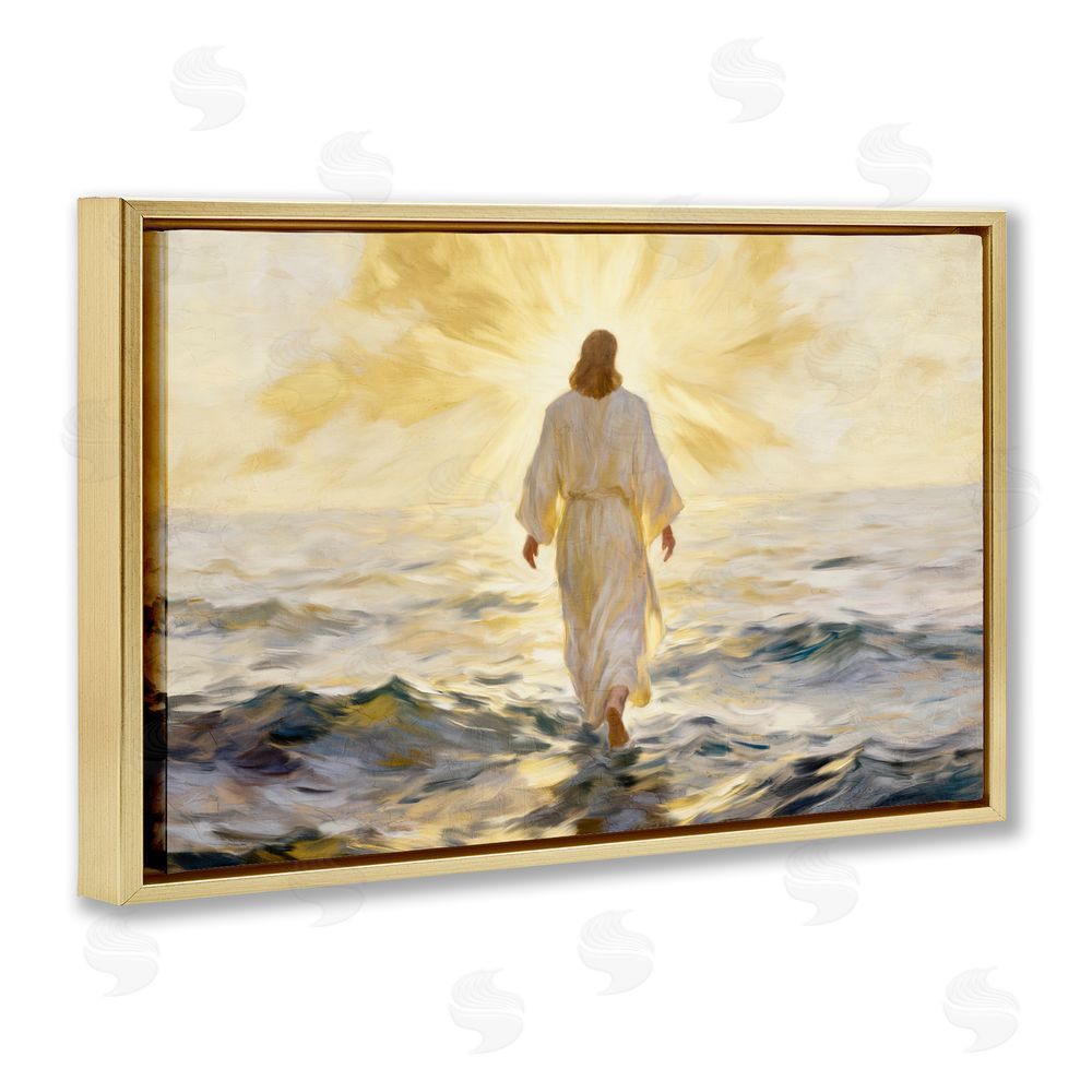 Kim Allen Golden Walk Spiritual Figure Gold Floating Framed Canvas Wall Art