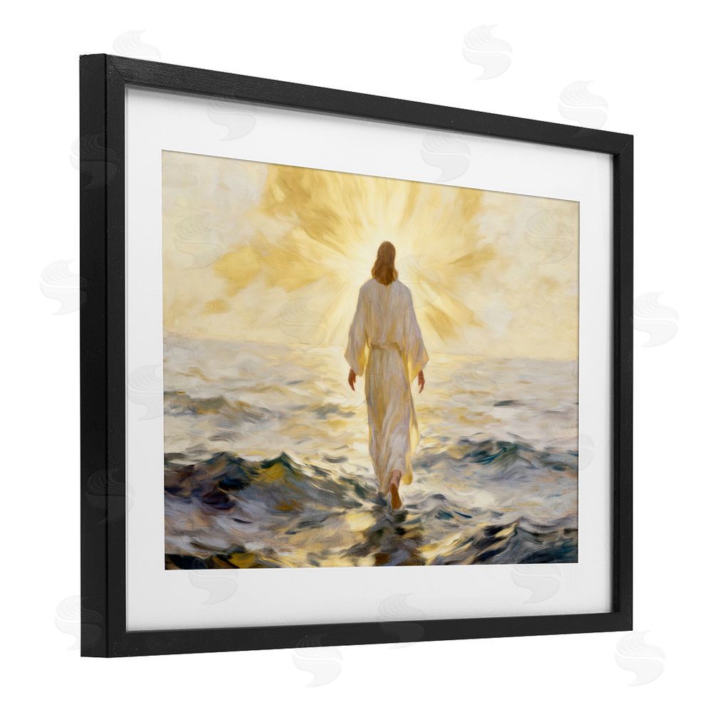 Kim Allen Golden Walk Spiritual Figure Black Framed Print Under Glass Wall Art