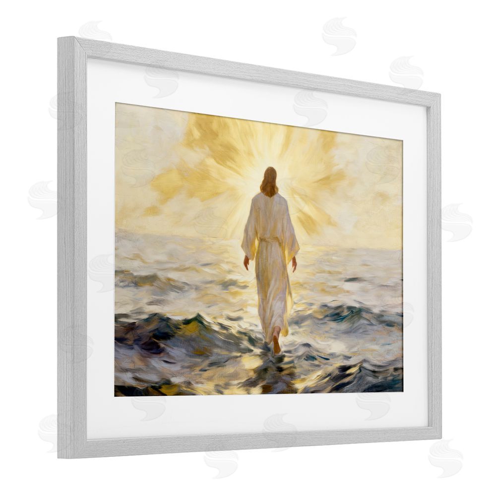 Kim Allen Golden Walk Spiritual Figure Gray Framed Print Under Glass Wall Art