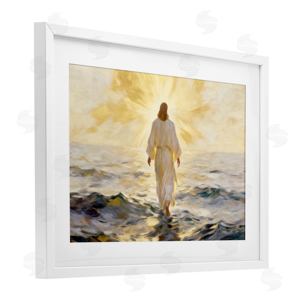 Kim Allen Golden Walk Spiritual Figure White Framed Print Under Glass Wall Art