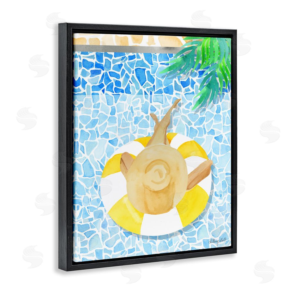 Hillary Holt Summer Poolside Drift Black Floating Framed Canvas Wall Art Print