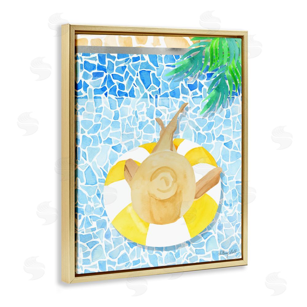 Hillary Holt Summer Poolside Drift Gold Floating Framed Canvas Wall Art Print