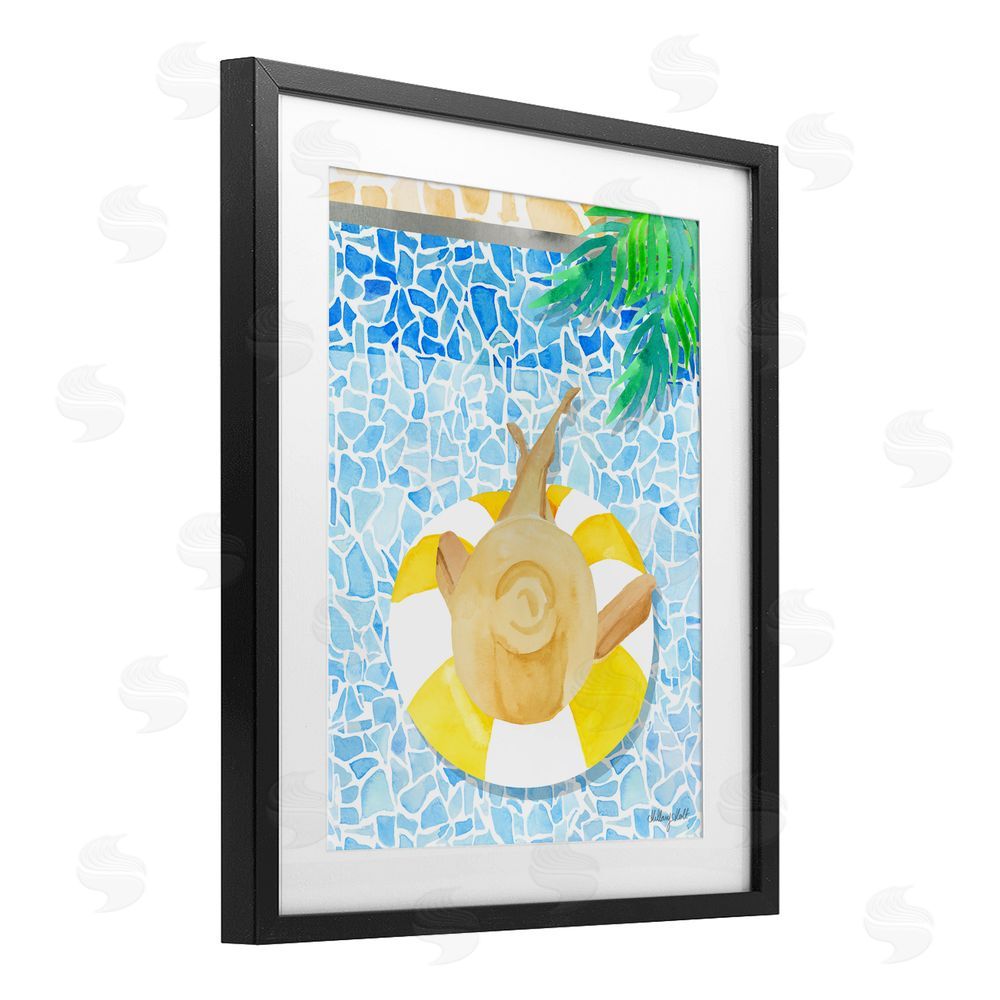 Hillary Holt Summer Poolside Drift Black Framed Print Under Glass with White Mat Wall Art