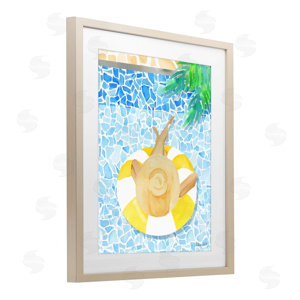 Hillary Holt Summer Poolside Drift Brown Framed Print Under Glass with White Mat Wall Art