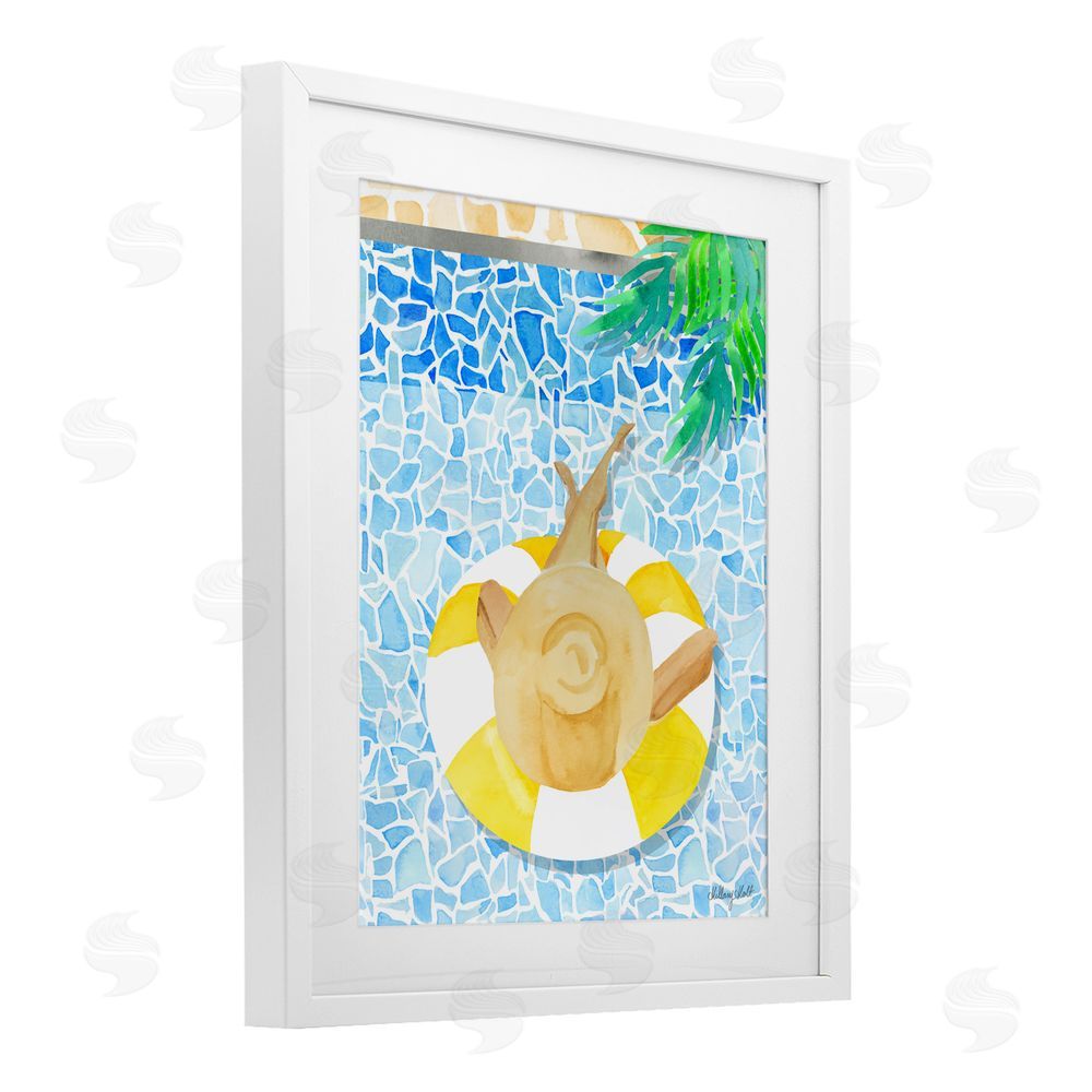 Hillary Holt Summer Poolside Drift White Framed Print Under Glass with White Mat Wall Art