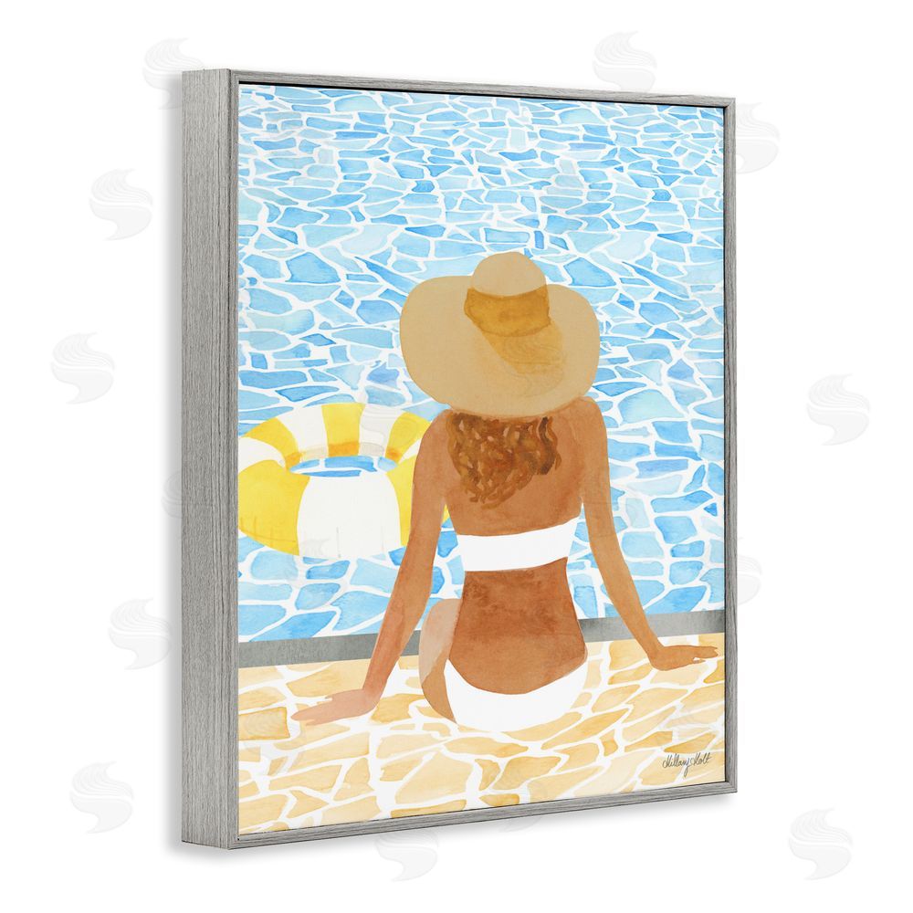 Hillary Holt Summer Poolside Chill Gray Framed Giclee Wall Art Print