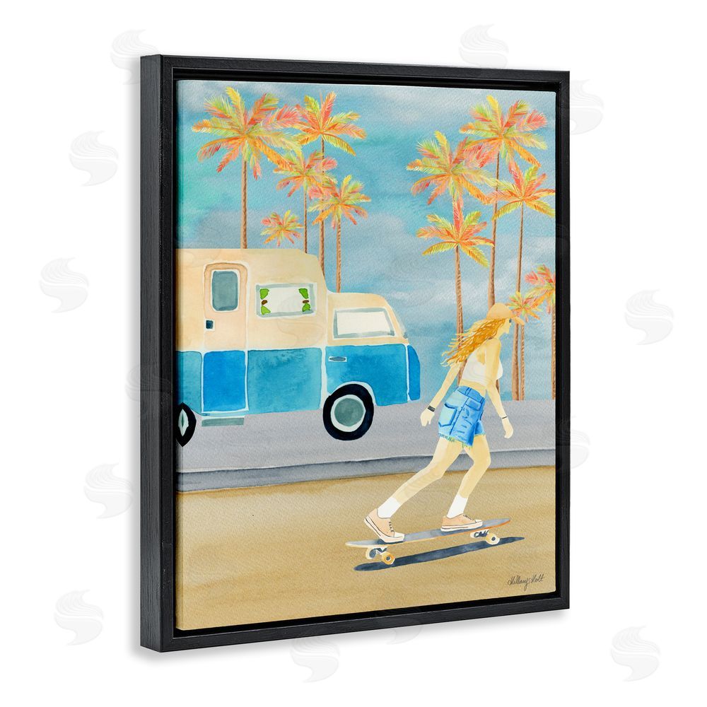 Hillary Holt Santa Monica Road Trip Black Floating Framed Canvas Wall Art Print