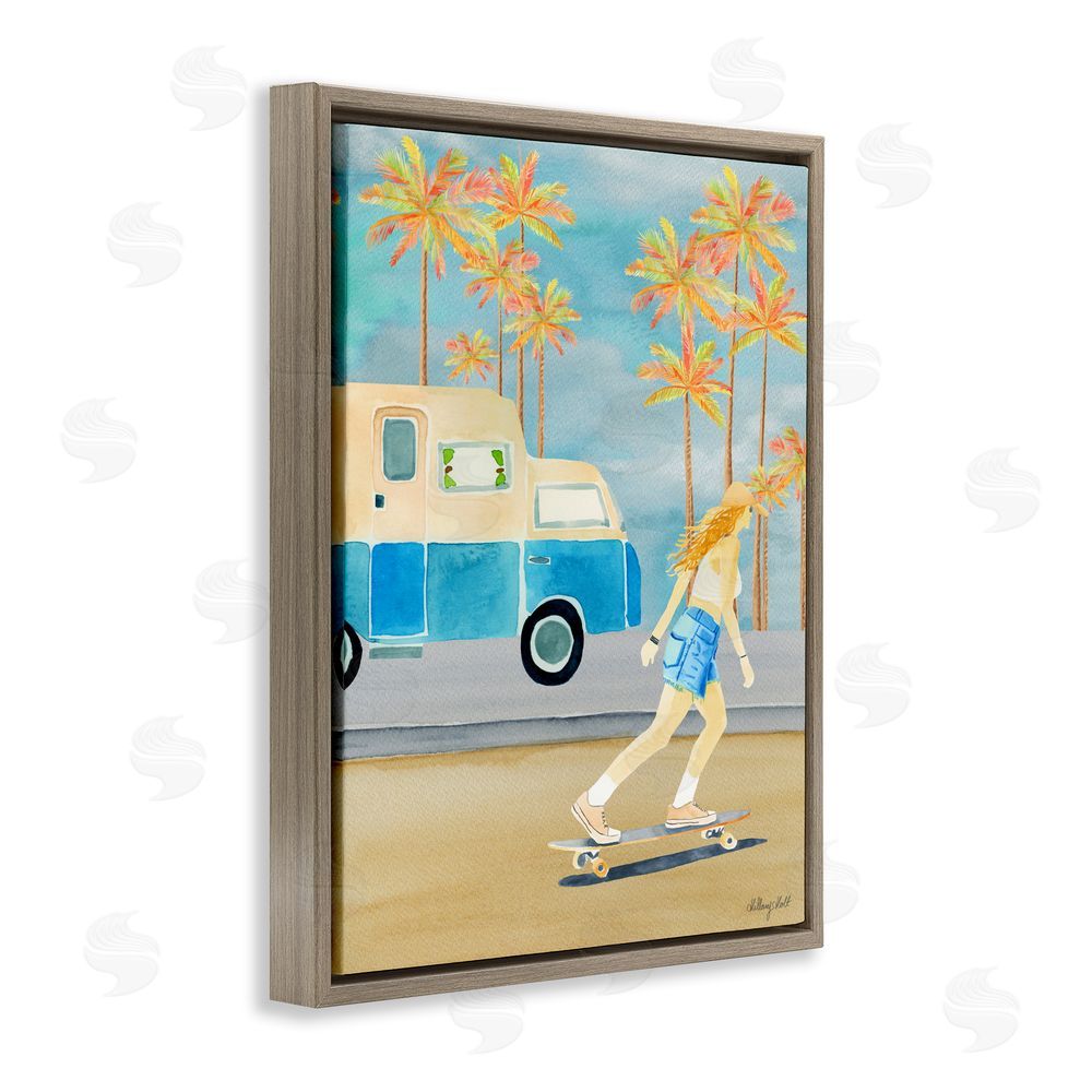 Hillary Holt Santa Monica Road Trip Brown Floating Framed Canvas Wall Art Print