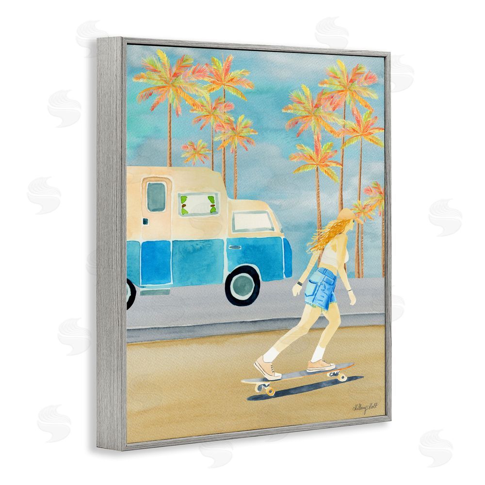 Hillary Holt Santa Monica Road Trip Gray Framed Giclee Wall Art Print