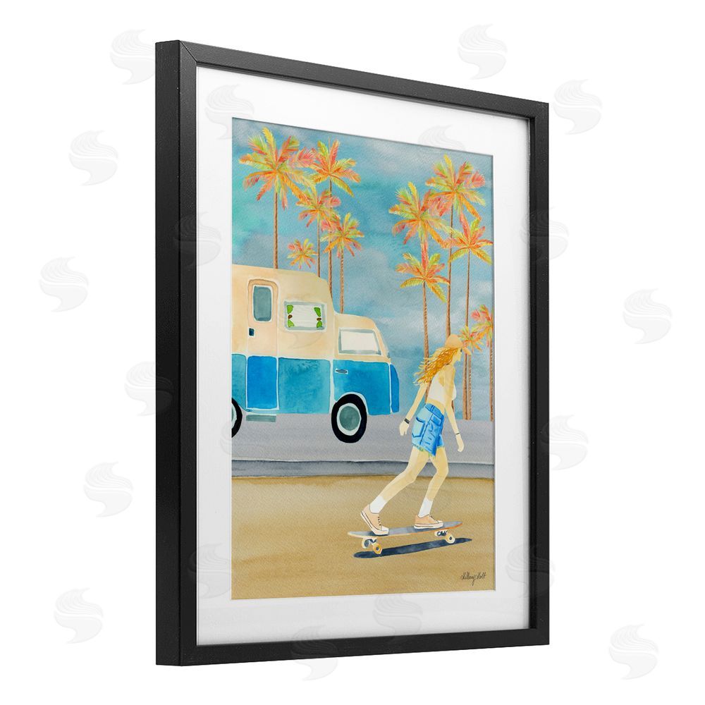 Hillary Holt Santa Monica Road Trip Black Framed Print Under Glass with White Mat Wall Art