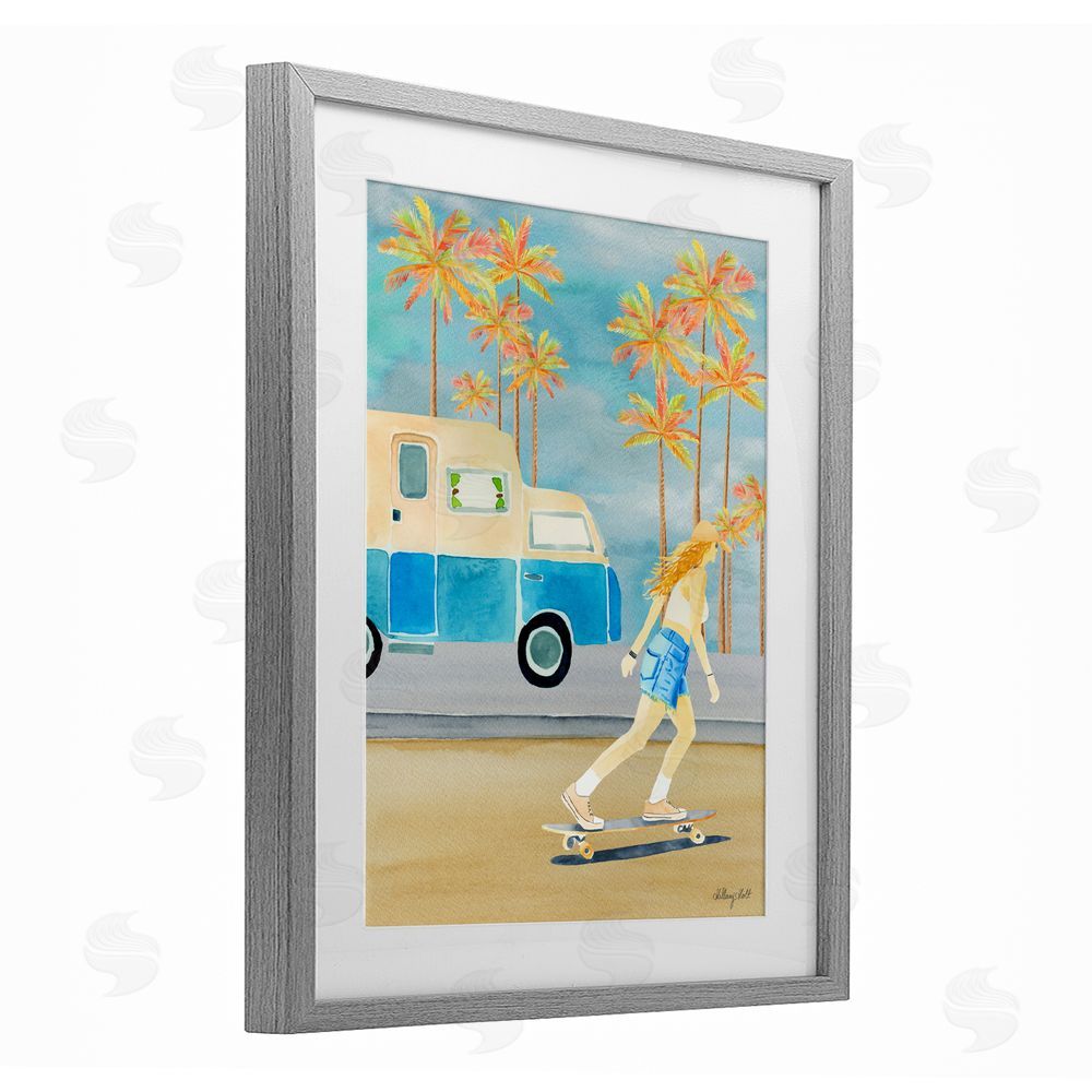 Hillary Holt Santa Monica Road Trip Gray Framed Print Under Glass with White Mat Wall Art