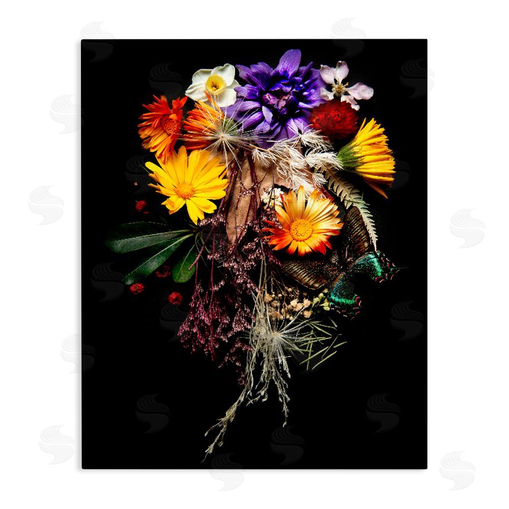 Carl Kravats Butterfly Adorned Arrangement Stretched Canvas Wall Art Print