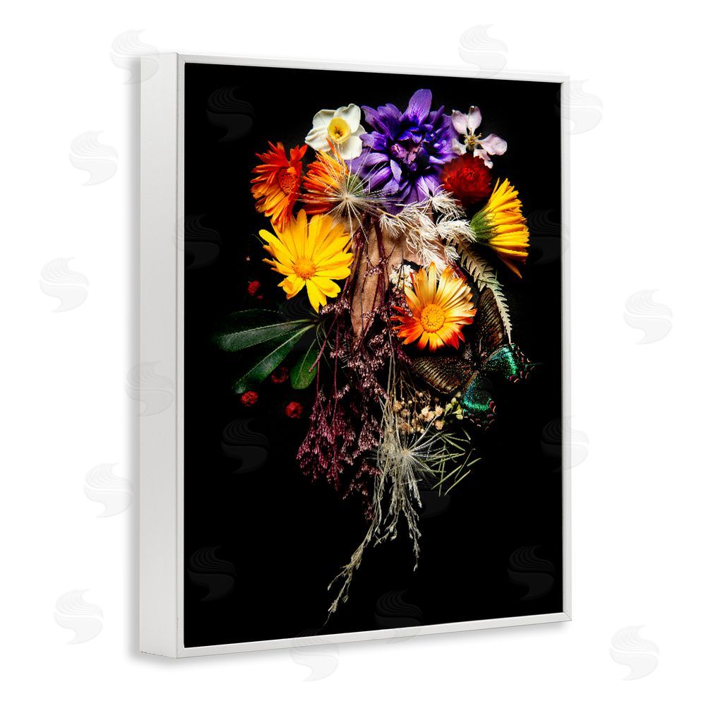 Carl Kravats Butterfly Adorned Arrangement White Framed Giclee Wall Art Print
