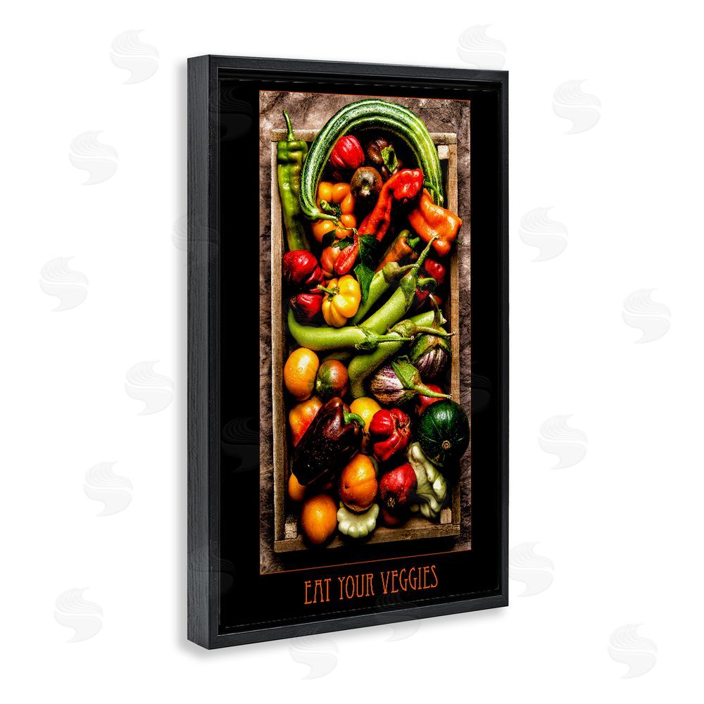 Carl Kravats Eat Your Veggies Vibrant Harvest Black Floating Frame Canvas Wall Art Print