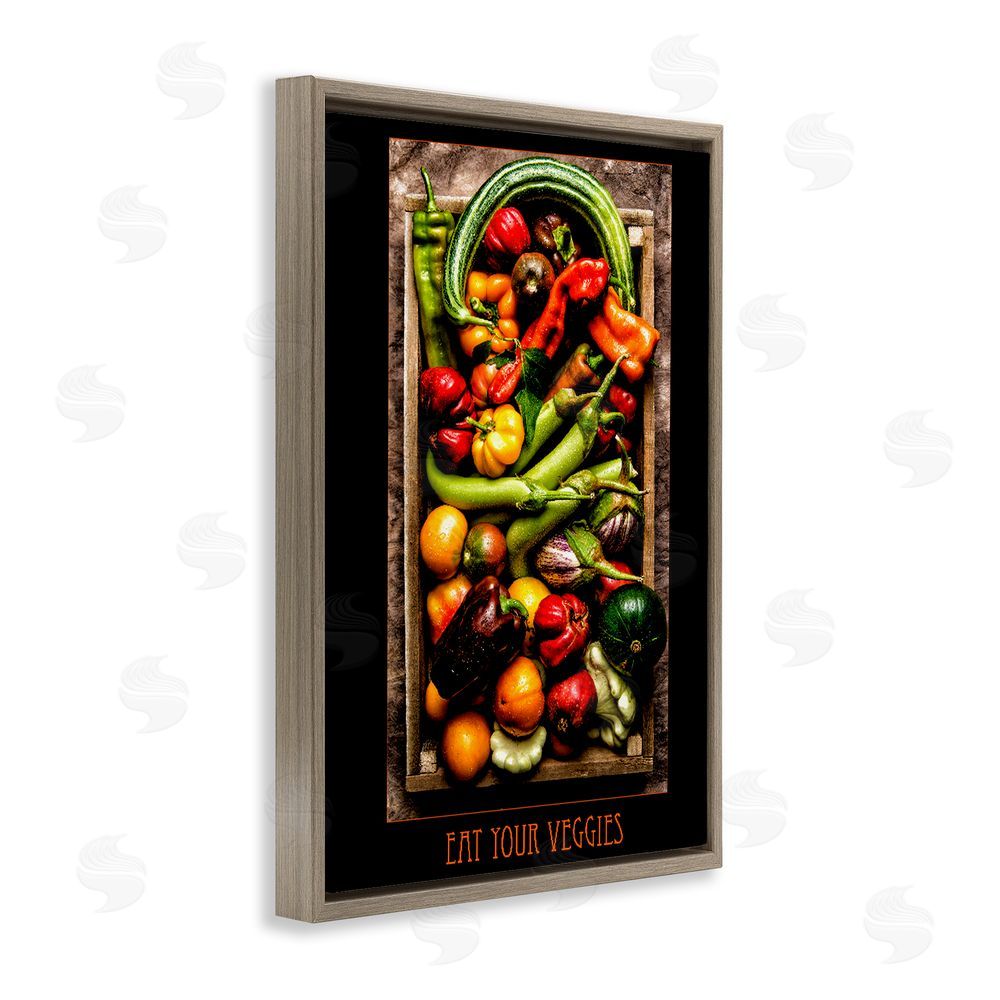 Carl Kravats Eat Your Veggies Vibrant Harvest Brown Floating Frame Canvas Wall Art Print
