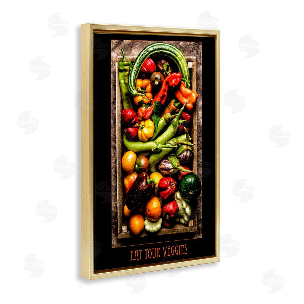Carl Kravats Eat Your Veggies Vibrant Harvest Gold Floating Frame Canvas Wall Art Print