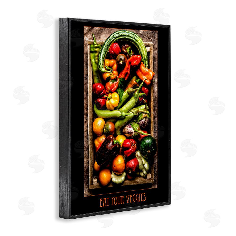 Carl Kravats Eat Your Veggies Vibrant Harvest Black Framed Giclee Wall Art Print