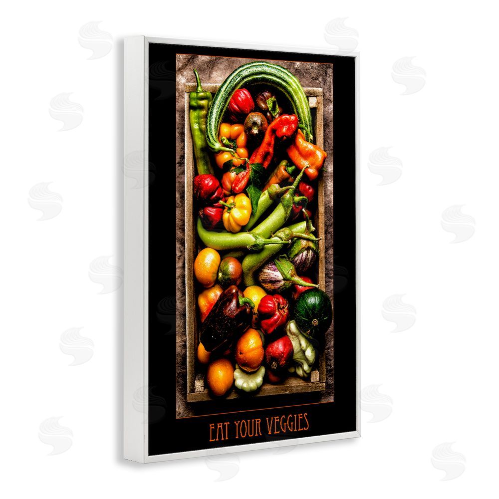 Carl Kravats Eat Your Veggies Vibrant Harvest White Framed Giclee Wall Art Print