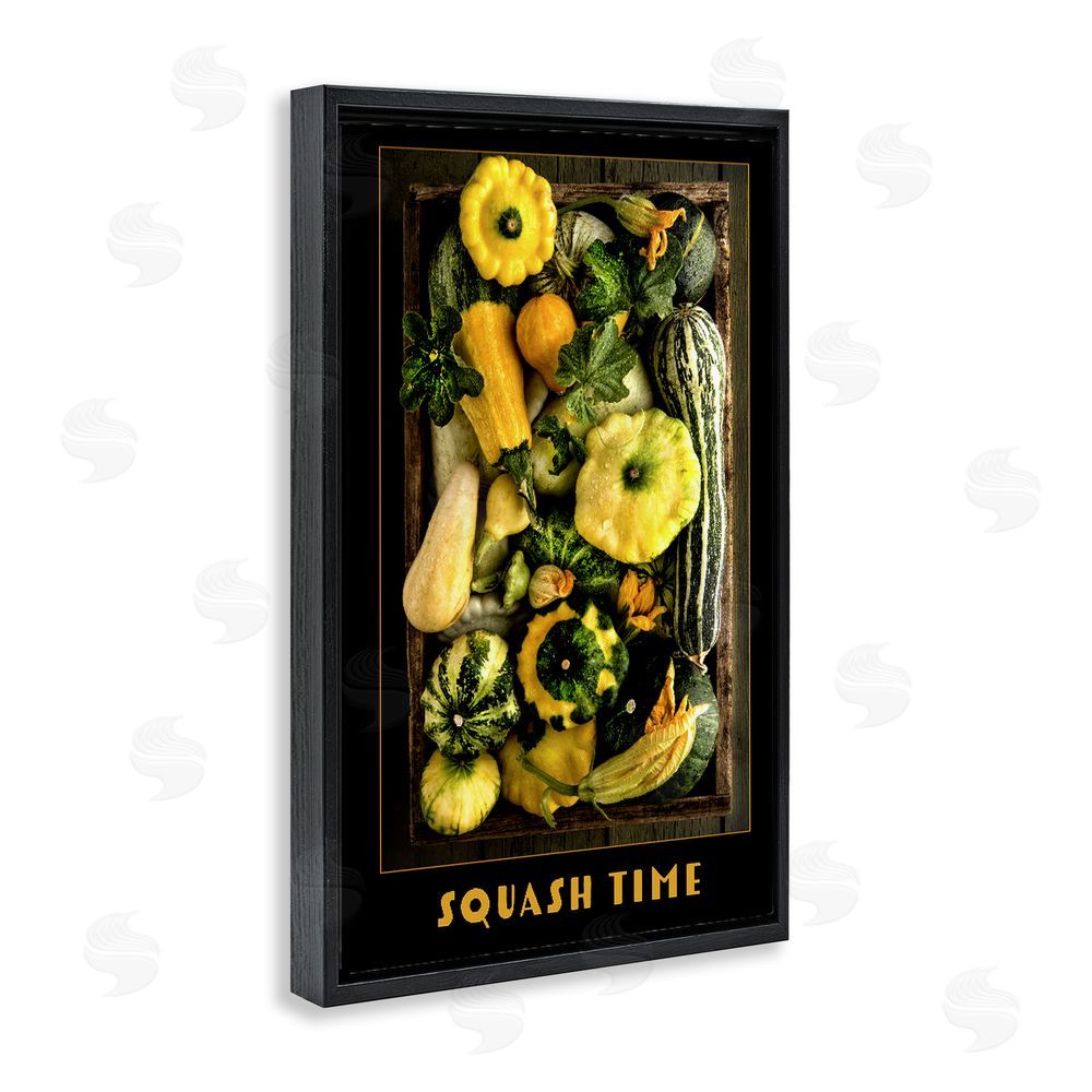 Carl Kravats Squash Time Vibrant Vegetables Black Floating Framed Canvas Wall Art Print