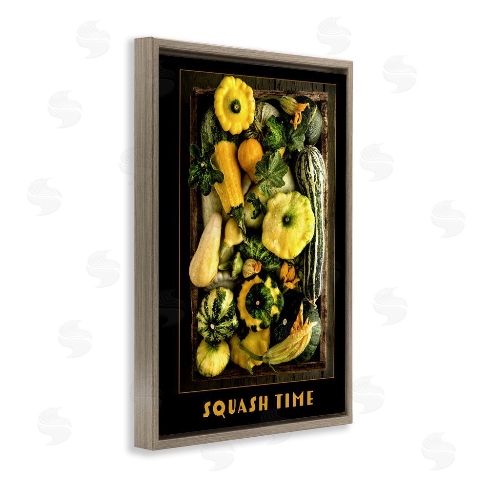 Carl Kravats Squash Time Vibrant Vegetables Brown Floating Framed Canvas Wall Art Print