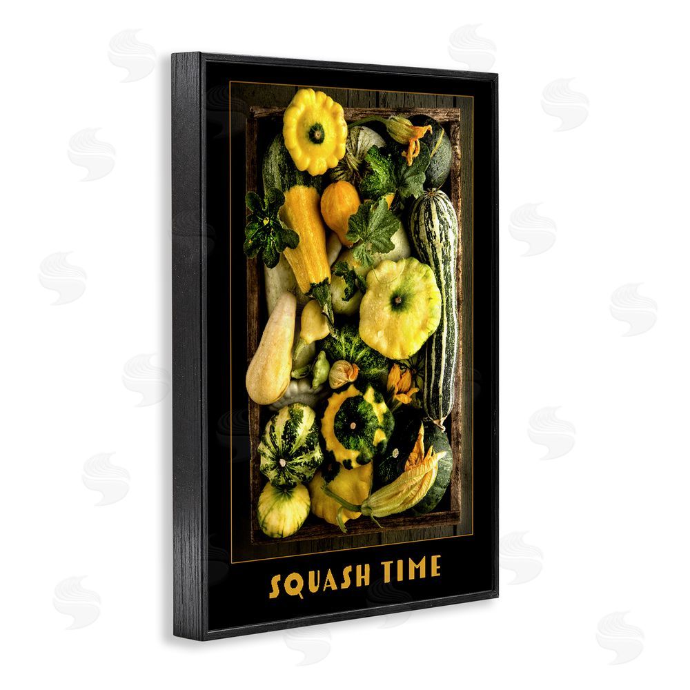 Carl Kravats Squash Time Vibrant Vegetables Black Framed Giclee Wall Art Print
