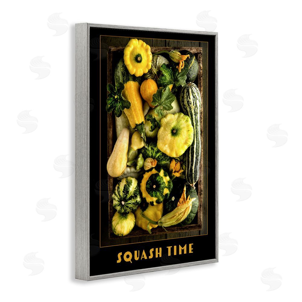 Carl Kravats Squash Time Vibrant Vegetables Gray Framed Giclee Wall Art Print